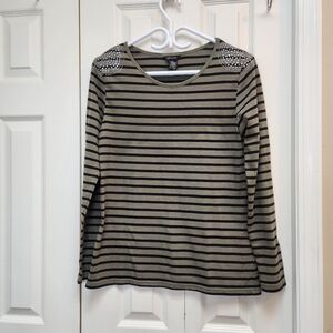 [M] Jules & James‎ Striped Long Sleeve Top Size Medium w Embellished Shoulders